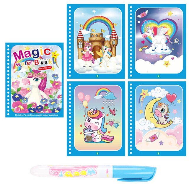 Interesante cuadro al óleo de tela que adorna el libro para colorear con agua, dibujo de grafiti de dibujos animados, bolígrafo mágico, tablero de dibujo, juguete: R