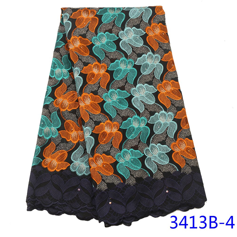 Swiss Voile Lace In Switzerland Lace African Dry Lace Fabric Nigerian Cotton Lace Material YA3413B-4: Picture 4