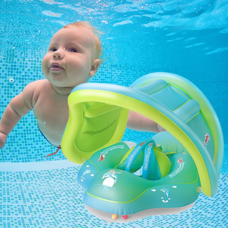 Babyzwemband, opblaasbare, dikke, milieuvriendelijke pvc okselring met zonnescherm