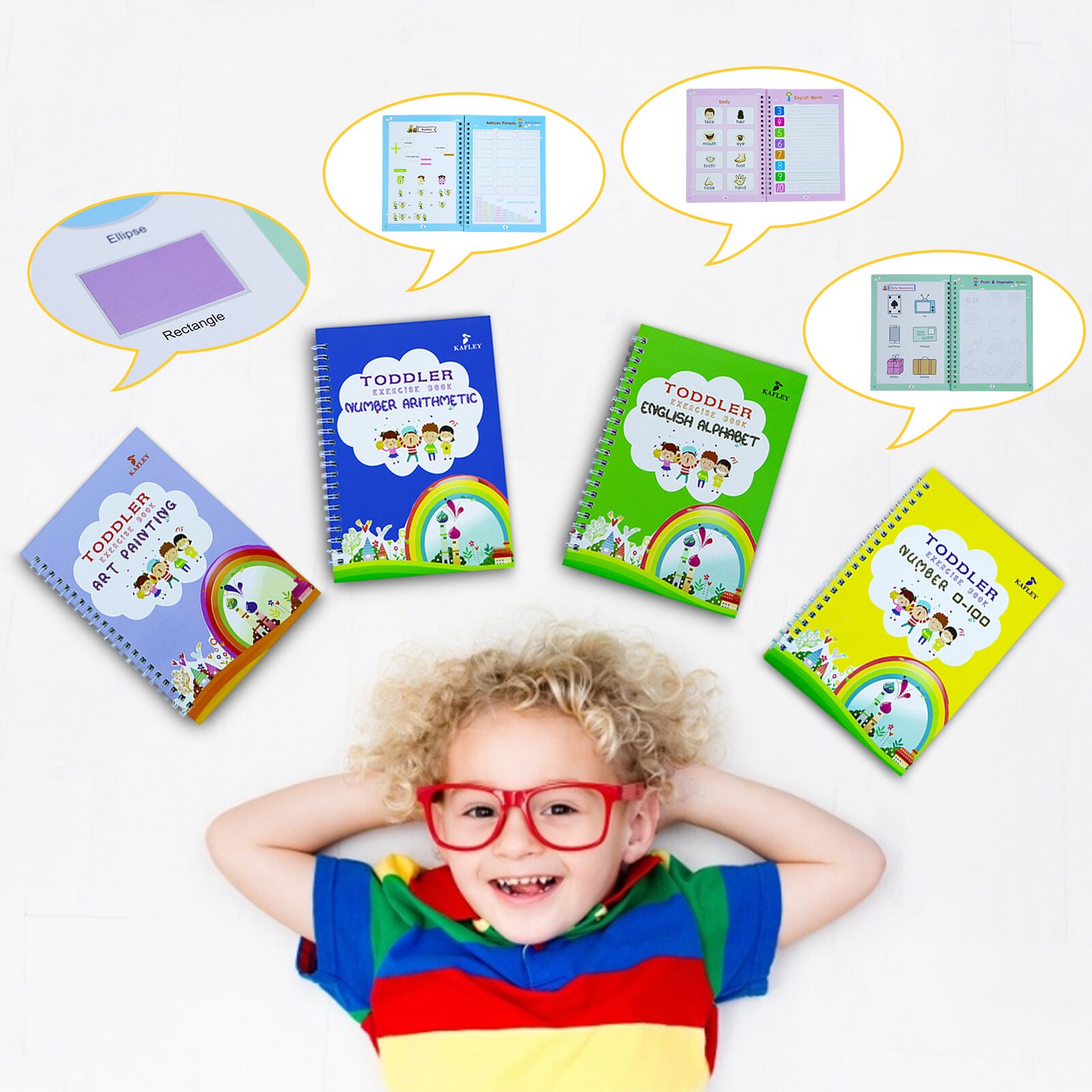 Pen Handwriting Magic Practice Copybook Set Magic Practice Copybook Free Wiping Copybook Kids Writing Handwriting Sticker: A