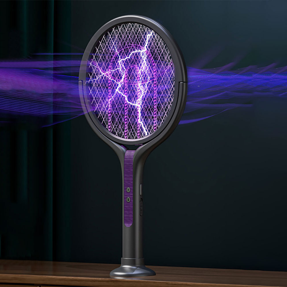 Rotating Head Electric Fly Swatter Rechargeable Fly Zapper 2 in 1 Fly Killer and Mosquito Trap Lamp for Indoor and Outdoor