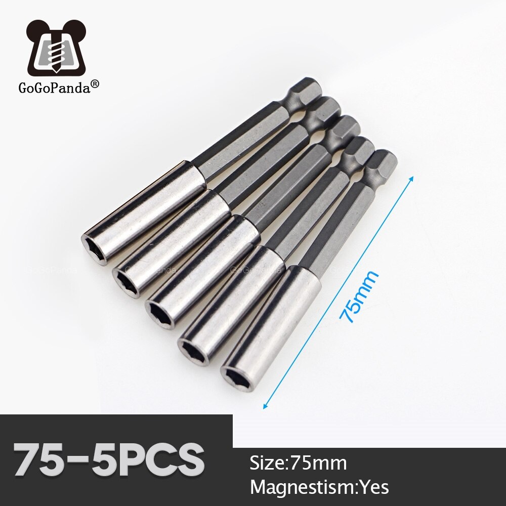 Magnetic Extension Bit Set Extensions Quick Change 1/4" 6.35mm Hex Rod Shank Long Handle 60 75 100 150 mm: 75mm