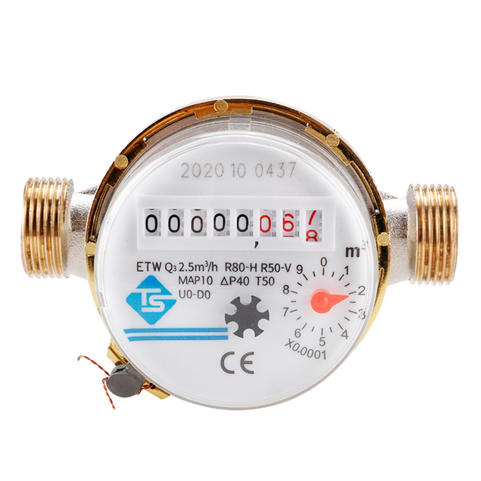 Smart Water Meter 15mm 1/2 inch Cold Water Meter Read of Cubic Flow Meter 360 Adjustable Rotary Counter Water Measuring Meter