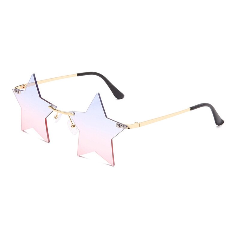 personality five-pointed star sunglasses frameless wild sunglasses sunglasses: pink