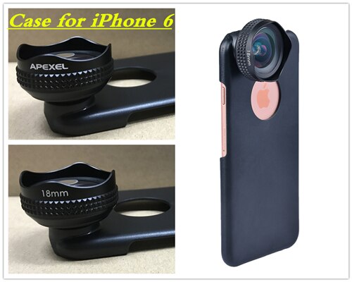 Apexel Optic Pro Lens-Kit de lente de cámara para teléfono móvil, lente de gran angular de 100 grados, alta claridad, para iPhone X, 8, más, smartphones, 18MM: case for iphone 6S