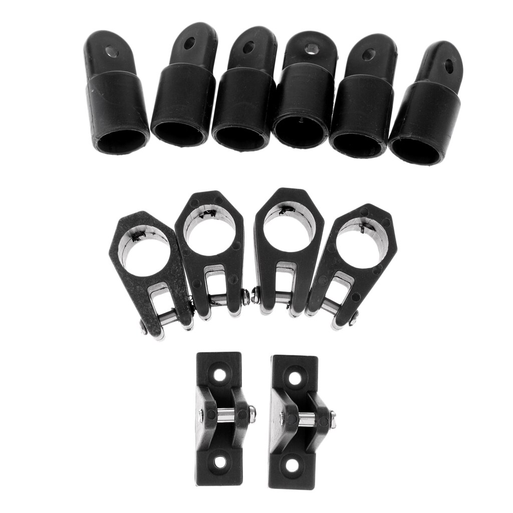 12 PCS Boat Nylon Bimini Top Fittings Hardware Set 7/8 inch - Black