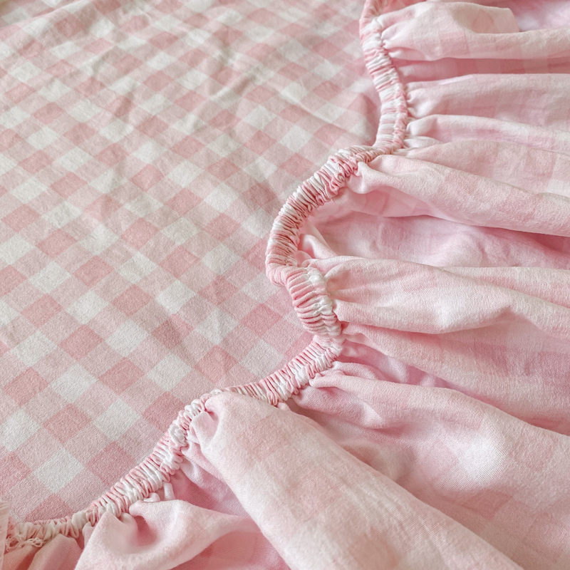 Sábana bajera de estilo a cuadros, funda de cama agradable para la piel, Sábana elástica para niñas y niños, ropa de cama iluminada para el hogar (sin funda de almohada)