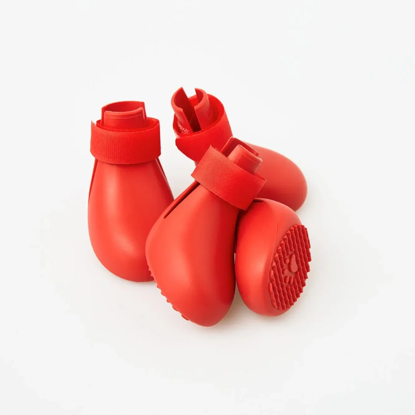 4 Uds. Zapatos de lluvia impermeables para Gato, Botas de lluvia antideslizantes de silicona para perros, botas de goma para exteriores para perros pequeños, medianos y grandes: M / Rojo