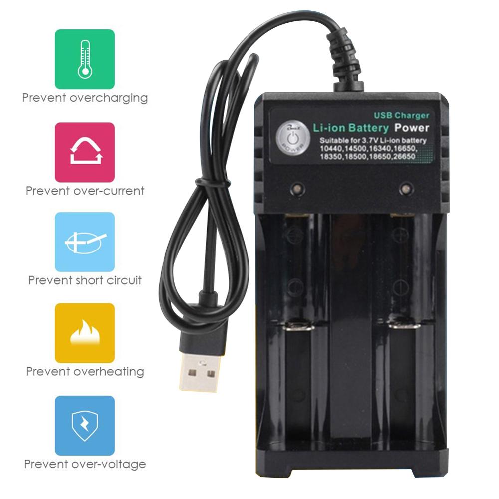 3.7 V 18650 Charger Lithium Ion Battery USB Independent Charging Portable 18350 16340 14500 Battery Charger 40JP02: 02