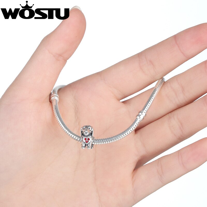 progettista 925 sterlina Argento Pavese Carino canna Labrador Branelli di Fascino in forma Originale WST Braccialetto Autentico Regalo Gioielli FAI DA TE CQC016