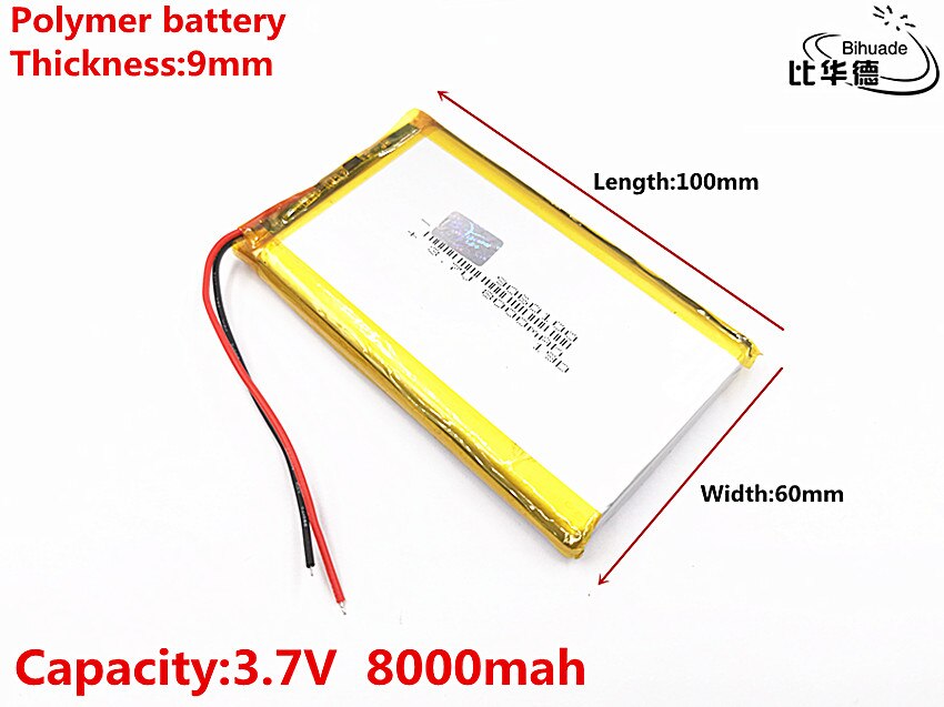 Liter energy battery Good Qulity 3.7V,8000mAH 9060100 Polymer lithium ion / Li-ion battery for tablet pc BANK,GPS,mp3,mp4