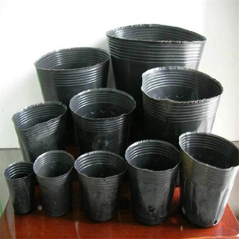Maceta de plástico para maceta de vivero, bolsa de siembra para planta para jardín doméstico, maceta para vivero de flores, 100 Uds.