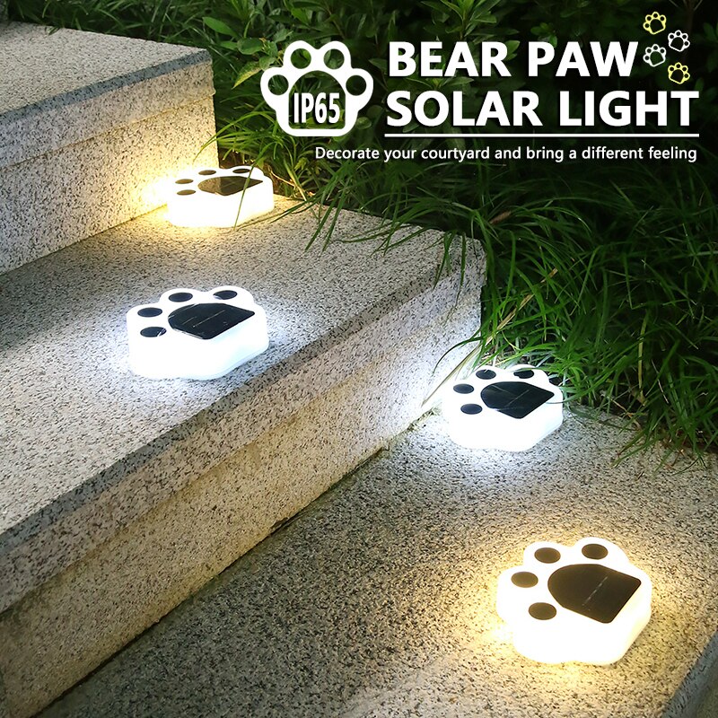 Led Solar Lampen Bear Paw Print Verlichting Buiten Straat Lamp Led Path Decoratieve Verlichting Voetafdrukken Lamp Voor Tuin Gazons Yard