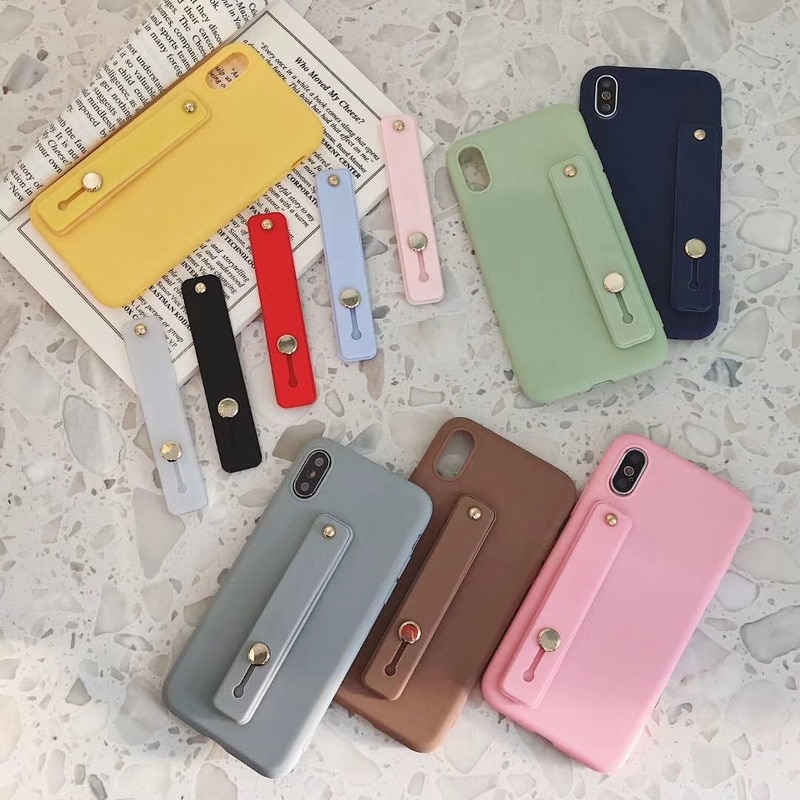 schlicht Farbe Handgelenk Band Hand Band Finger Griff praktisch Halfter Stehen drücken ziehen Universal- Telefon Sockel Halfter für Iphone