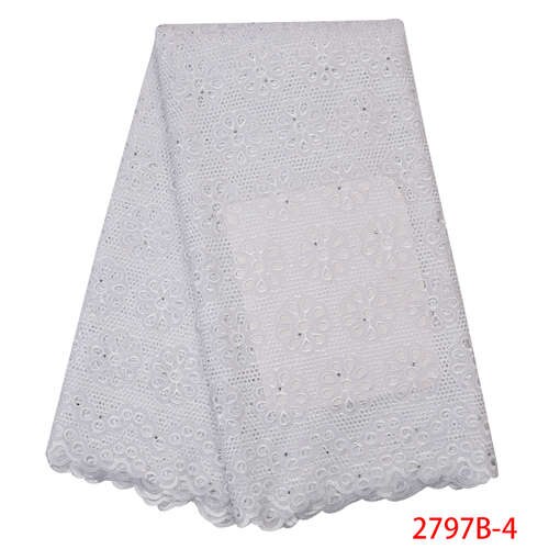 Tejido de encaje africano blanco de gran venta de malla de de guipur nigeriano y tejido de encaje de cordón corte hueco KS2797B-4: Picture 4