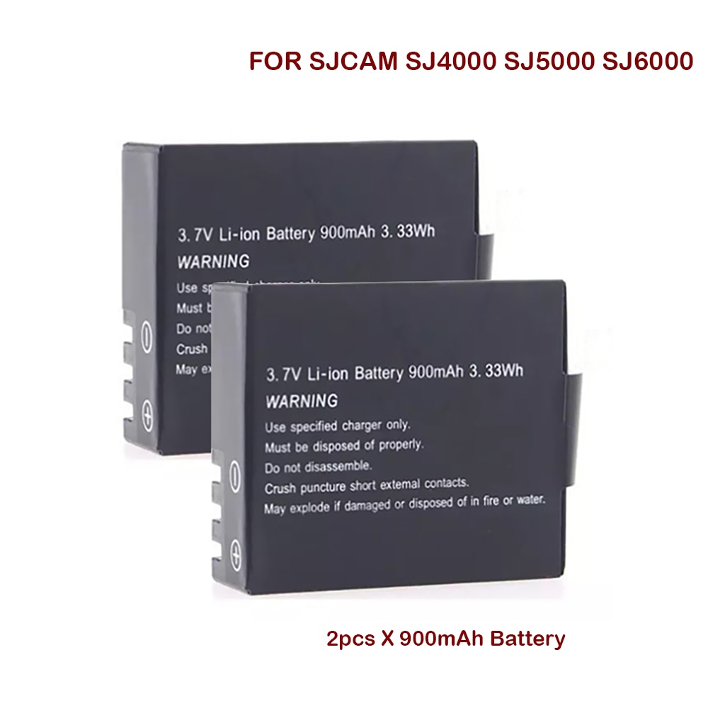 2Pcs 900Mah Sport Camera Batterij Voor Sjcam Sj Serie SJ4000 SJ5000 SJ6000 SJ7000 M10 3.7V Li-Ion Oplaadbare batterijen