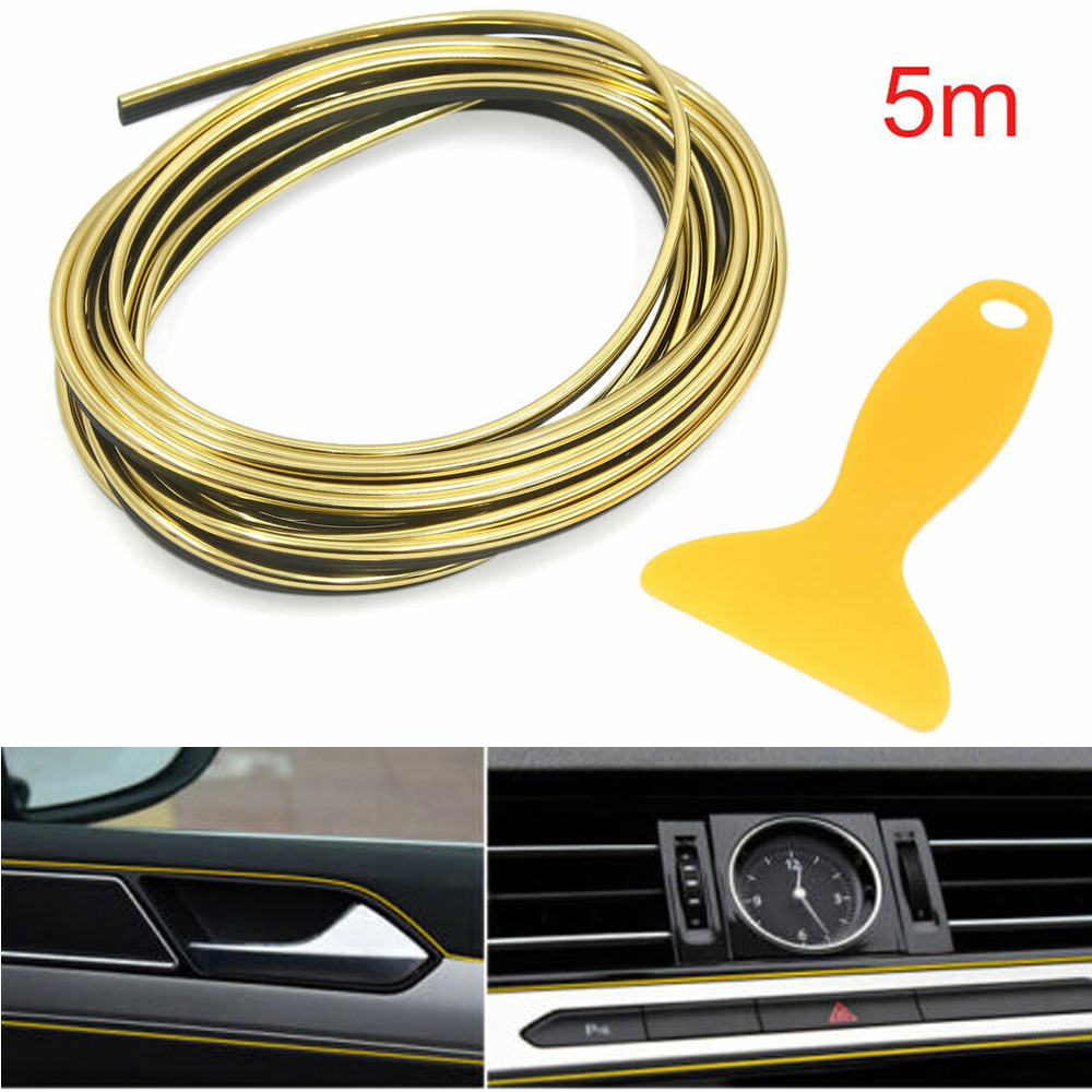 5m bilstrimler indvendige dørkantgab guldlinie fleksible med værktøjsbil styling tilbehør indvendige lister abs plast