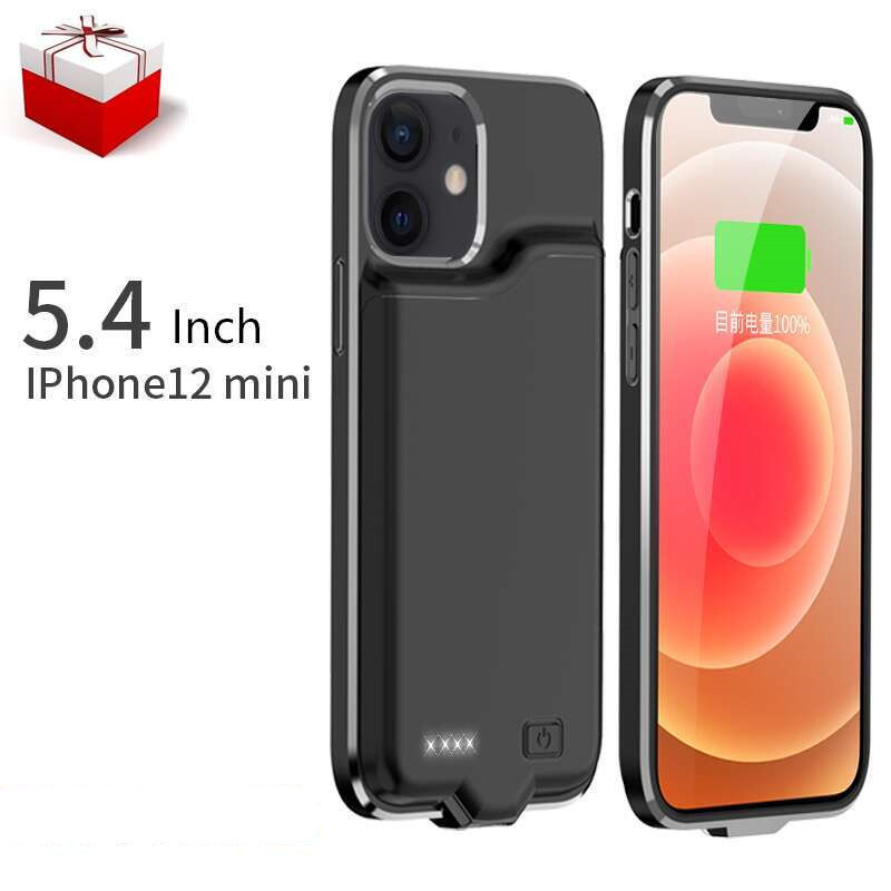 Funda con cargador de batería para iphone 12 Pro, carcasa fina con cargador inteligente, funda con batería para iphone 12 Mini 12 Pro Max: black-12mini