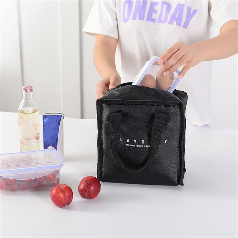 Bolsa de almoço dobrável portátil, sacola feminina, organizadora para almoço, suporte de almoço, recipiente de armazenamento de alimentos, bolsa para carregar alimentos