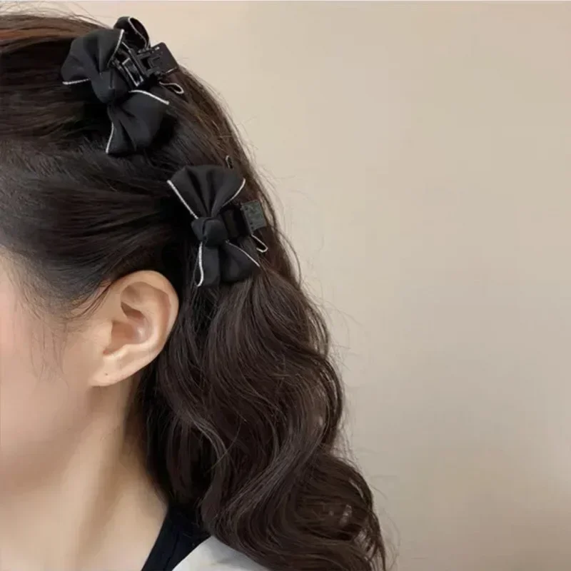 Zwarte Rode Strik Kleine Haarklauw Zoete Prinses Fluwelen Vlek Strik Haarclip Klauw Klem Hoofddeksels Meisjes Vrouwen Koreaanse Haar Styling Tool