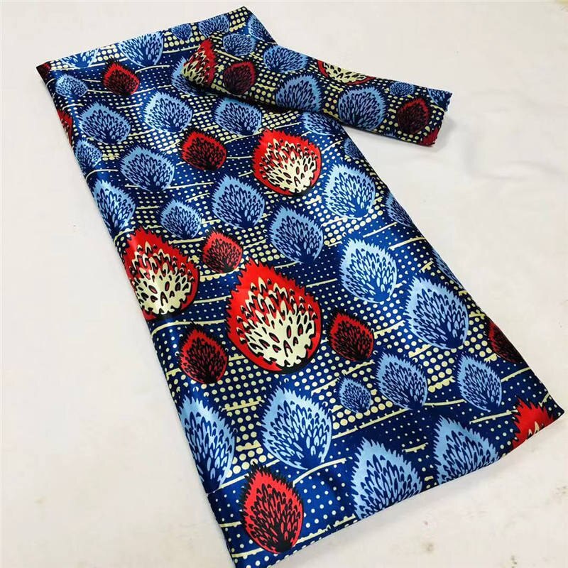 Imitated Satin Silk Wax Materials Soft Nigerian Silk Chiffon Fabric African Fabric Ankara Wax Prints Fabric 4+2 yards: 2
