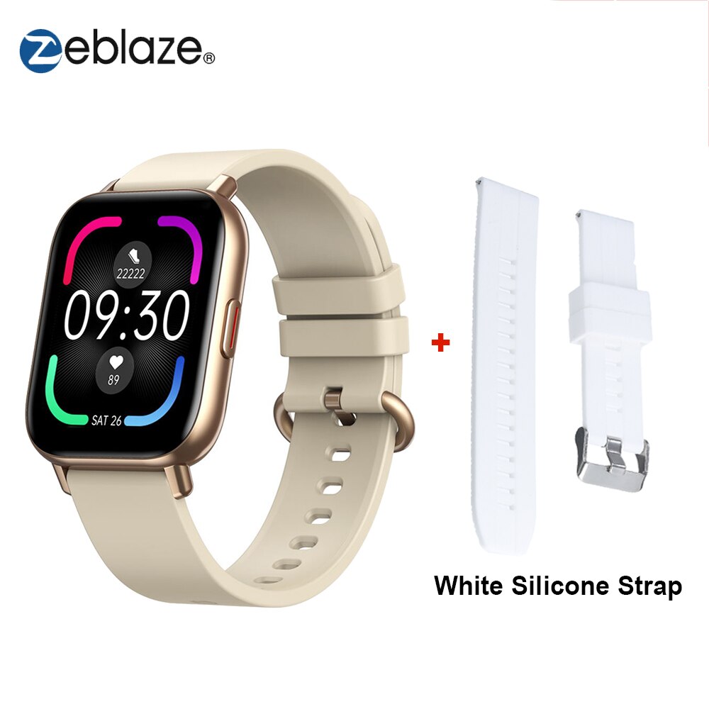 Zeblaze GTS Pro Smart Uhr Bluetooth 5,0 IP67 Wasserdichte Spo2 Ebene Smartwatch Schlaf/Herz Rate/Blutdruck Monitor uhren: Gold White Strap