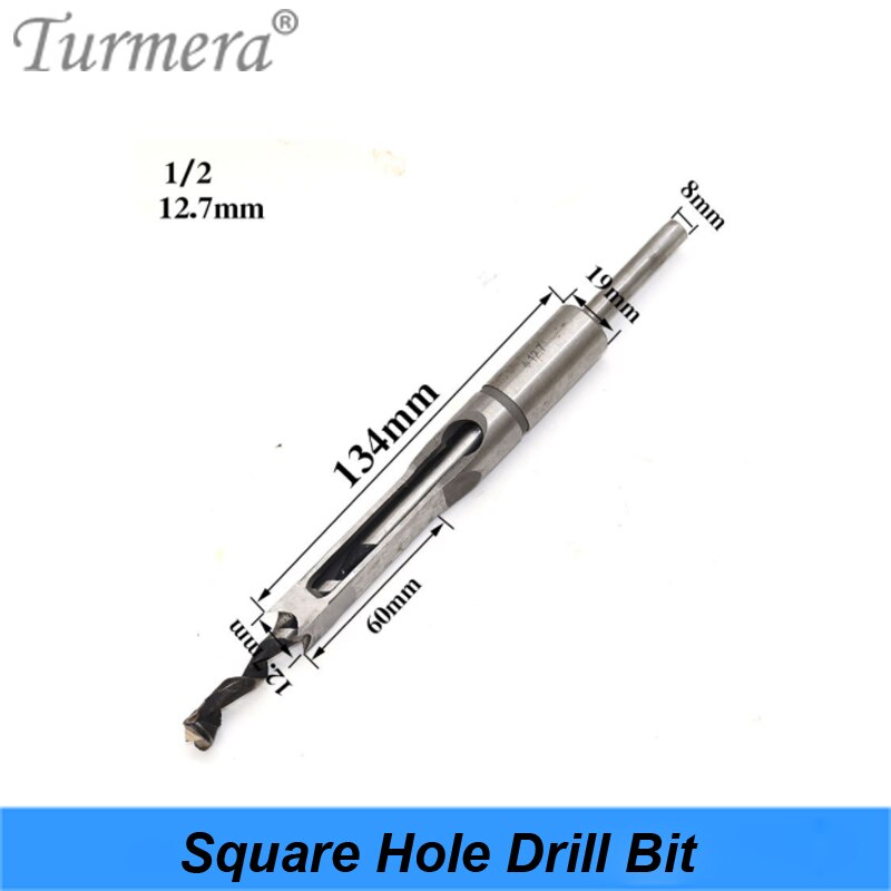 Turmera 1/4 to 1/2 Square Hole Drill Bit 45 Steel Mortising Drilling Woodworking Tools for Drill Square Opening Screwdriver 7PCS: 12.7mm