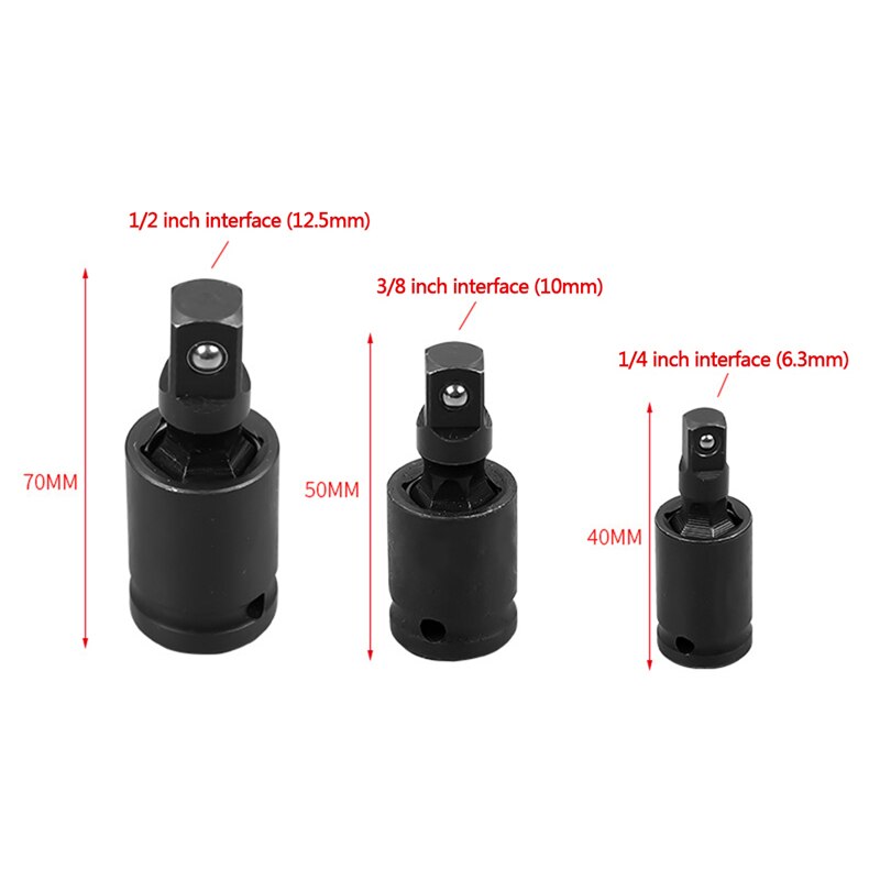 3x JOINT de douille à IMPACT universel 3/8 "1/2" 1/4 "Extension pivotante