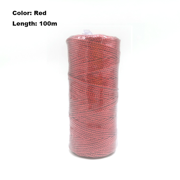 100 m/Roll 1.5mm Goud Zilver Macrame Koord Touw Touw Verpakking Touw Ornament String Voor DIY Bruiloft kerstcadeau Decor: Rood