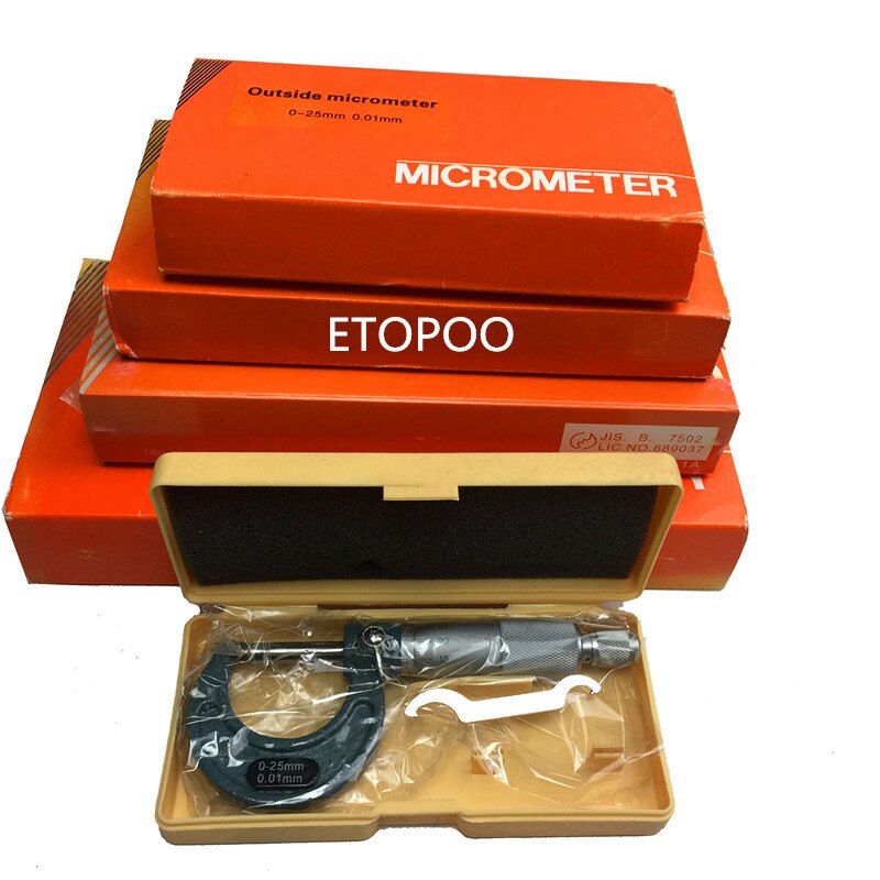 4Pcs/Set 0-100mm Outside Micrometers Measuring Tools Caliper Thickness Gauge 0-25mm 25-50mm, 50-75mm 75-100mm Micrometer Set