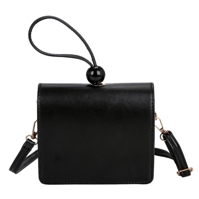 Kvinnor pu läder axel handväska ren färg casual crossbody messenger väskor väska bolsa feminina: Svart