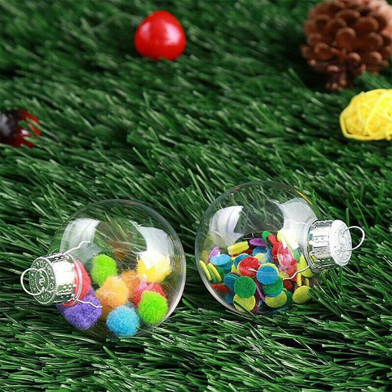 Bola grande de decoración de Navidad, adorno de plástico transparente, ideal para , suministros para fiestas, 8cm/10cm