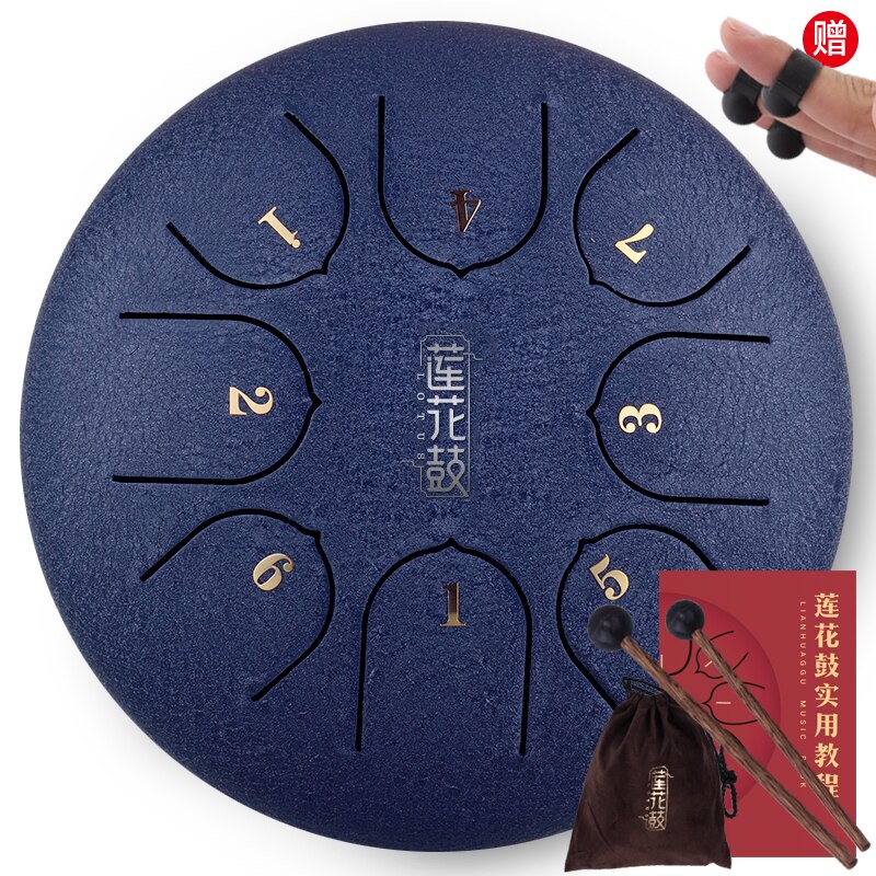 Tongue Drum 6 Inch Steel Tongue Drum 8 Tune Hand Pan Drum Tank Hang Drum With Drumsticks Carrying Bag Percussion Instruments #ED: Navy
