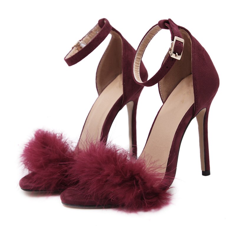 Tacones de color rojo de tacones de Punta puntiaguda Punta de color Nude con 7cm de fina con tacones altos Zapatos