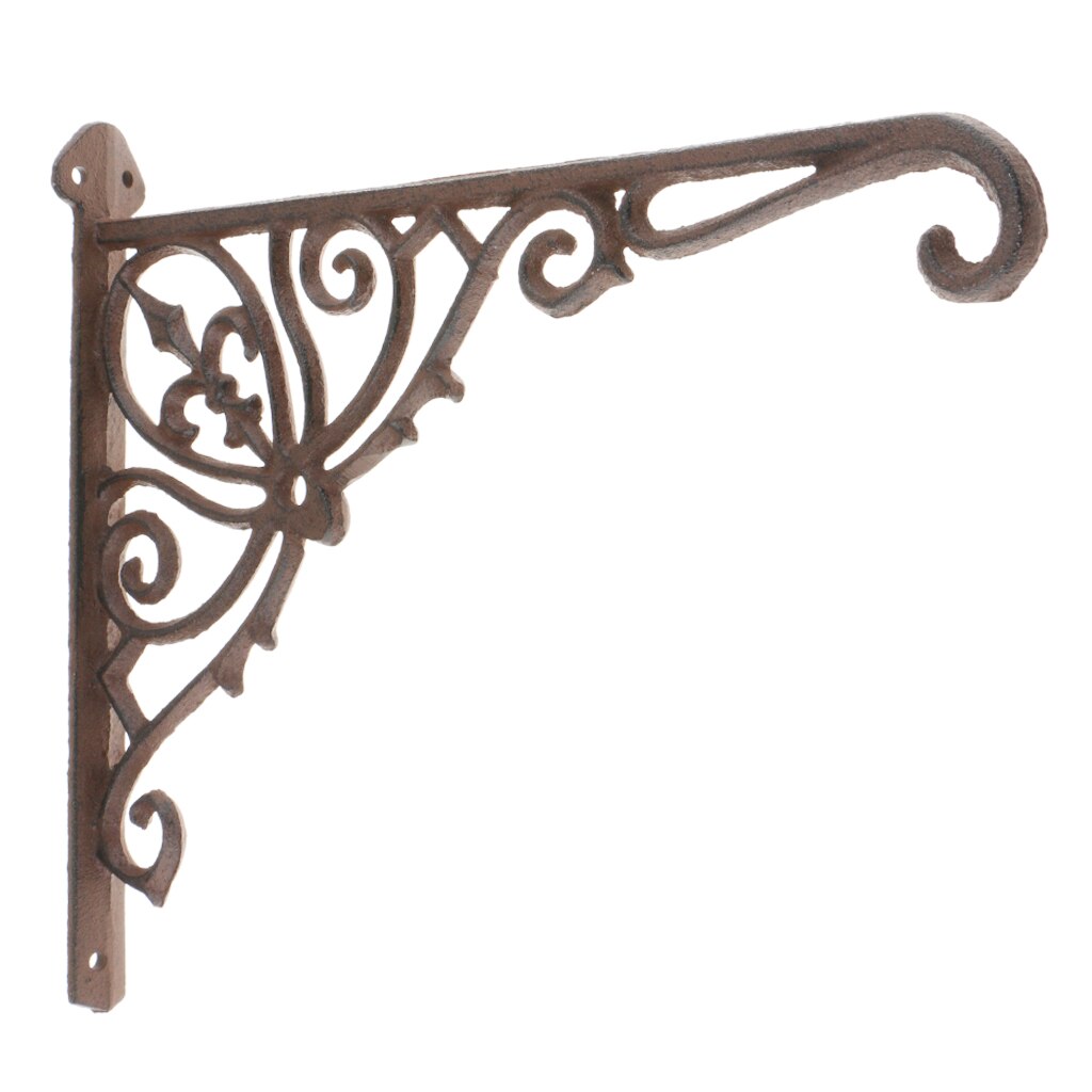 2pcs Home Decorative Shelf Bracket Ornate Pattern Cast Iron Right Angle Wall Brace Shelf Brackets L