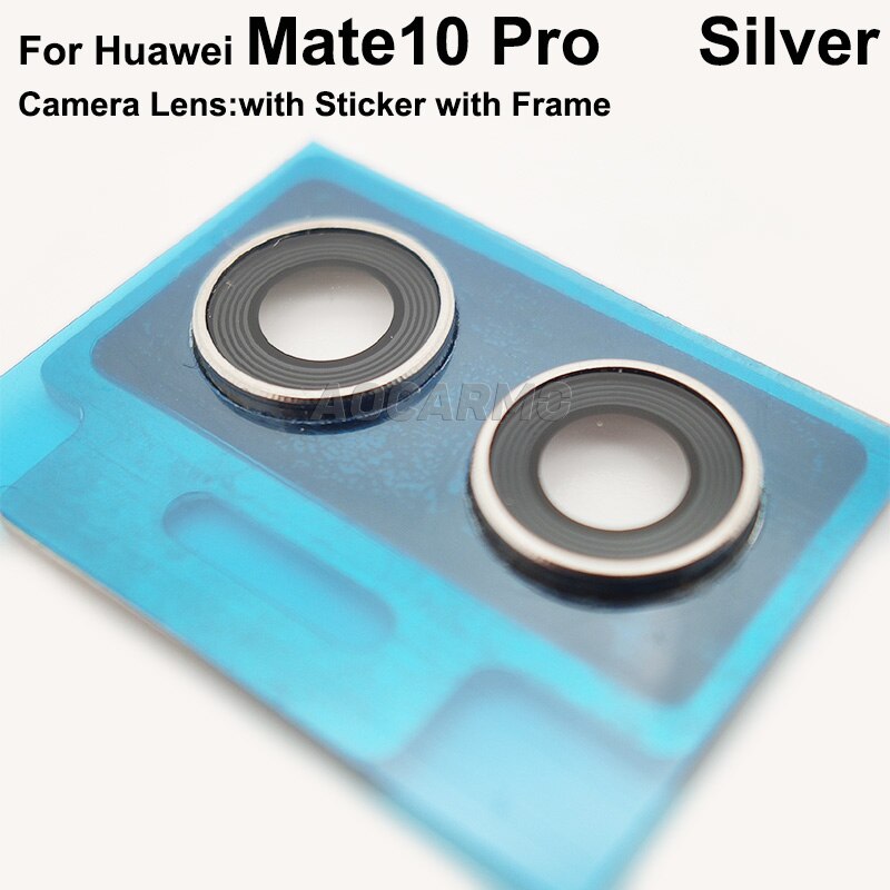 Aocarmo For Huawei Mate 10 10 Pro Main Camera Lens Rear Back Camera Lens Glass With Frame Ring Cover Adhesive Sticker: Mate 10Pro --Silver