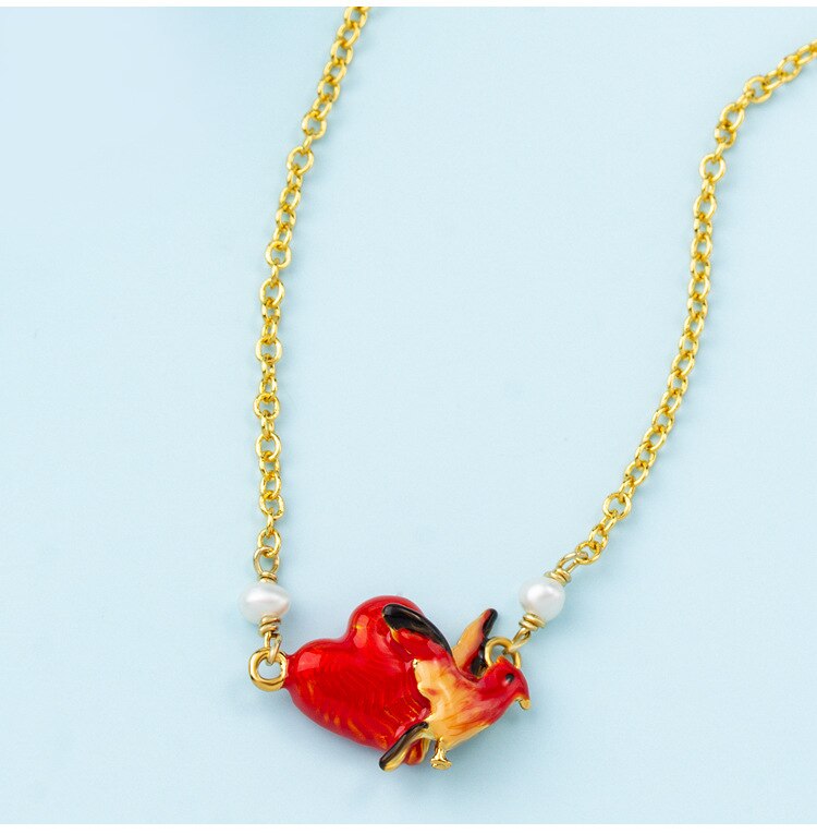 French simple personality hand-painted enamel red animal bird bracelet temperament love bracelet female