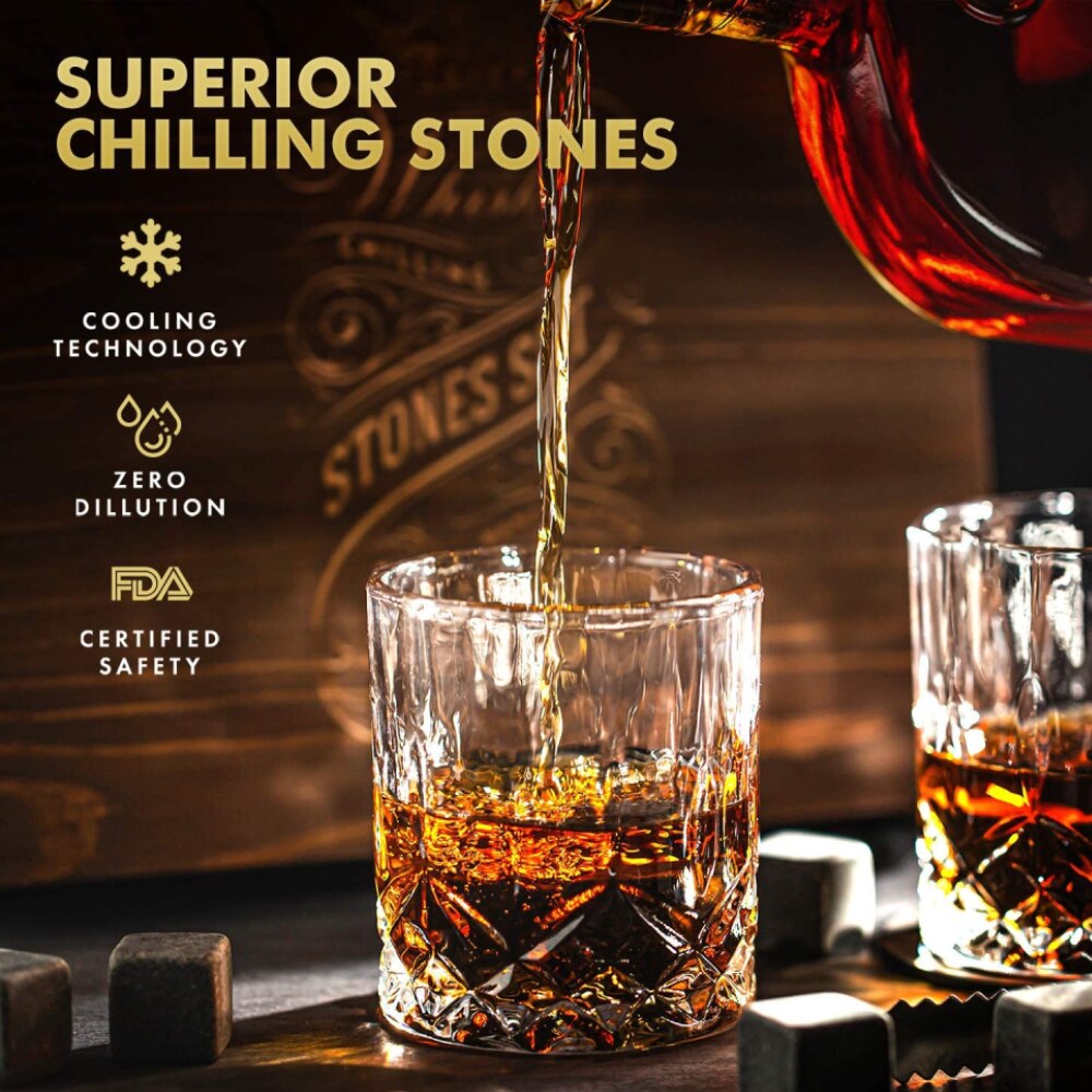 MLIA Whiskey Stones and Whiskey Glass Box Set 8 Gr... Grandado