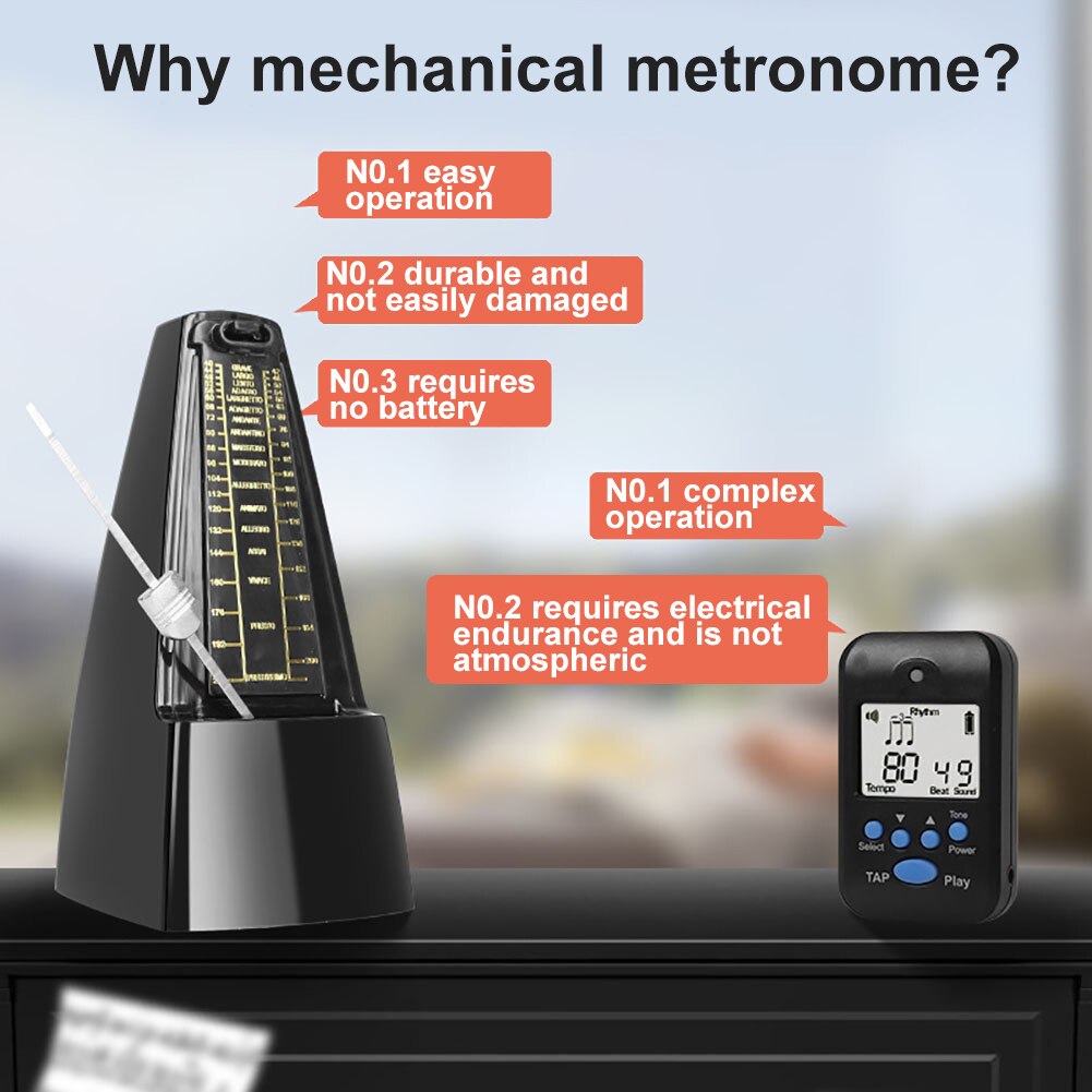 -Retro Piano Mechanical Metronome Antique Metronome Pendulum Mecanico Wood Color For Universal Piano Guitar Violin Musical