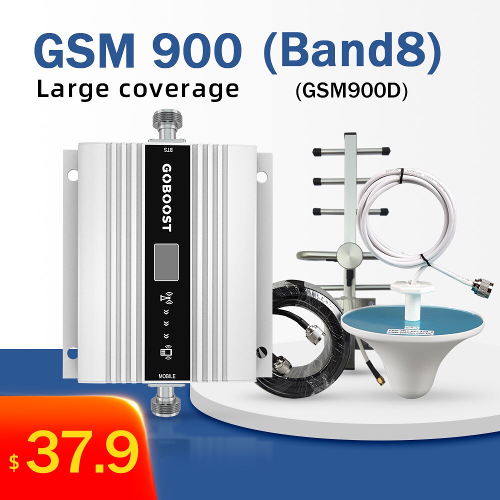 GSM 900MHz Signal Booster Band 8 Repeater Amplifier 2G 3G Cellular Amplifier Mobile Phone Signal Booster 68dB Gain LCD Display: GSM900D