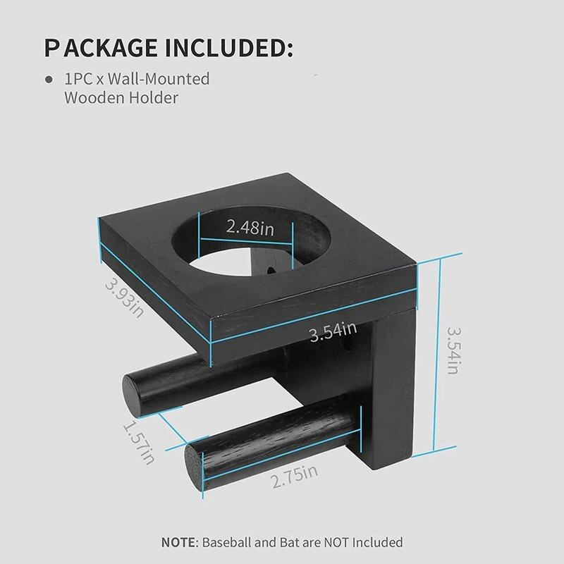 Honkbalknuppel Wall Mount Display Houten Honkbalknuppel Houder Horizontale Display Rack Voor Softbal En Hockeystick