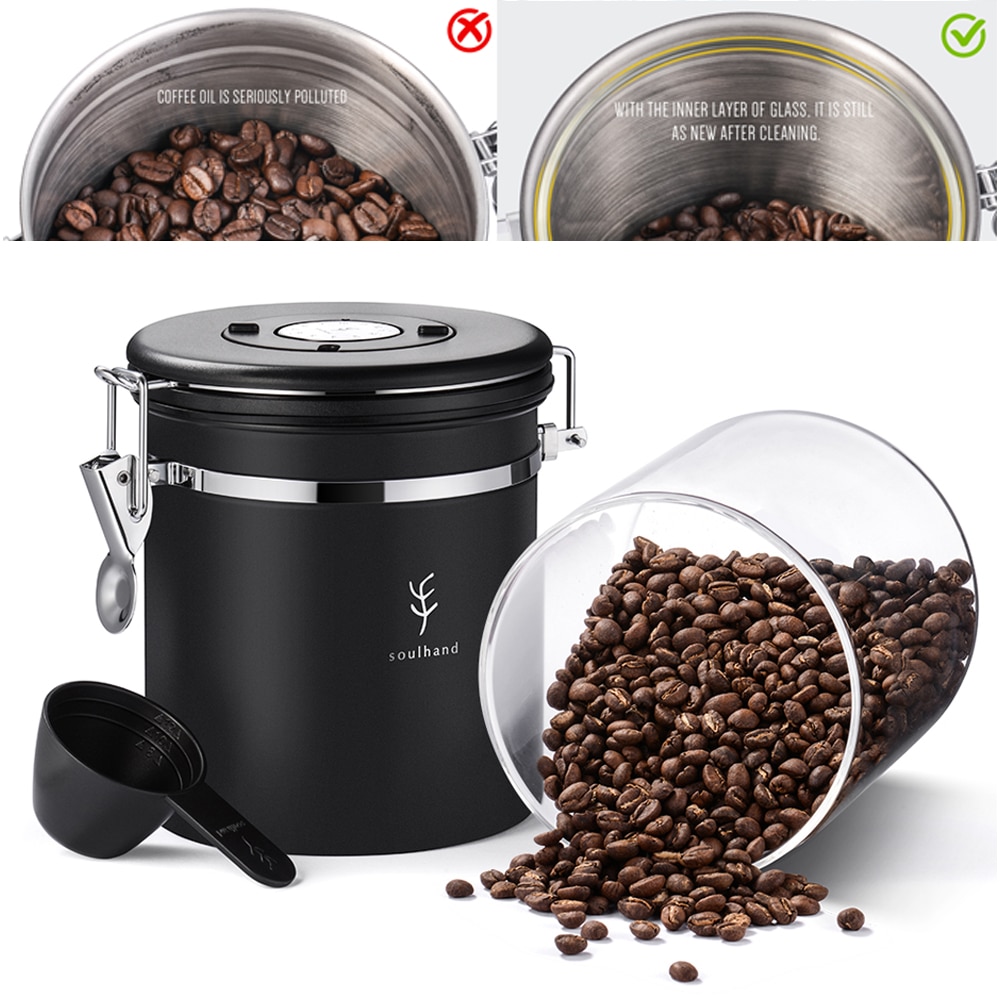 Coffee Canister With Scoop Airtight Coffee Container Stainless Steel Storage Canister Set For Coffee Beans Tea 22oz 660g