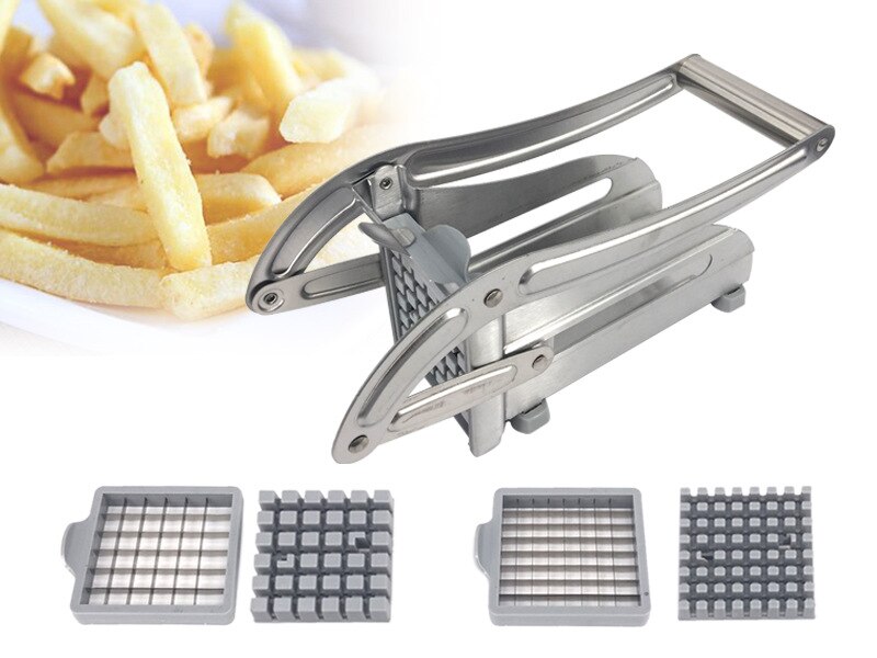 Rustfrit stål pommes frites skåret kartoffel grøntsagshakker terningmaskine skæremaskine 2 knive forskellige huller antal: Default Title