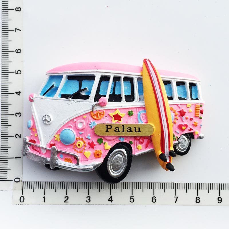 Palau Fridge Magnets Tourist Souvenirs 3D Stereo Tropical Lionfish Sea Turtle Magnetic Refrigerator Stickers Decoration: bus 2