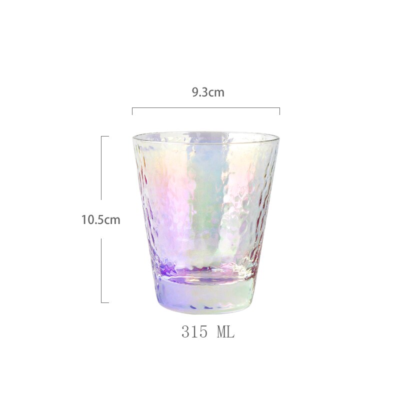 Regnbågsglas koppar premium dricksglas för vatten juice öl vin whisky cocktails flera storlekar klar kopp: A315ml
