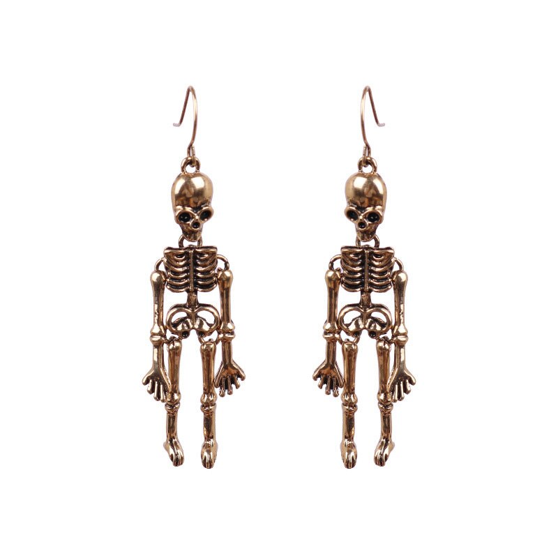 Halloween Oorbellen Schedel Skelet Ear Festival Thema Lichtmetalen Dark Punk Oor Sieraden Cadeau Voor Meisjes 1.8*7.2cm Tt @ 88: Goud