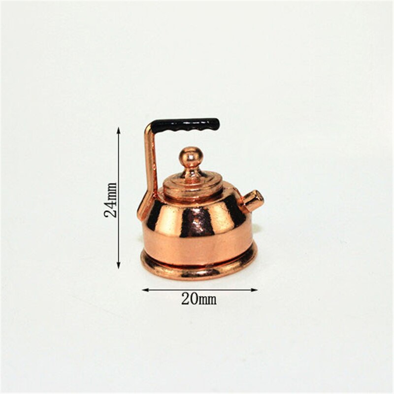 1/12 Dollhouse Miniature Accessories Mini Metal Kettle Simulation Furniture Tea Pot Kitchen Model Toys for Doll House Decoration