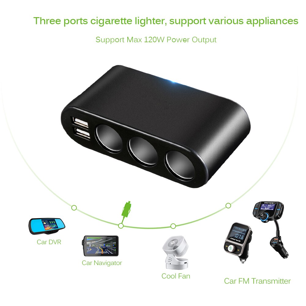 3 -weg auto sigarettenaansteker splitter lader 3.1a dubbele usb autolader stroomadapter voor iphone samsung gps