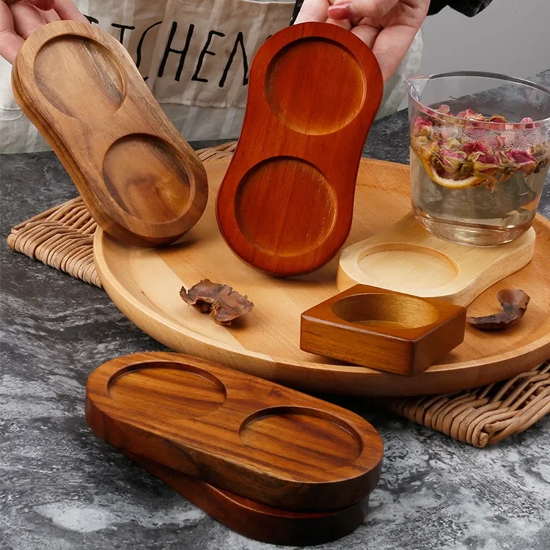 Pepper Mill Tray Bamboo Salt Pepper Shaker Stand Tray Tea Tray Wood Kitchen Storage Holder Home Decoration Crafts