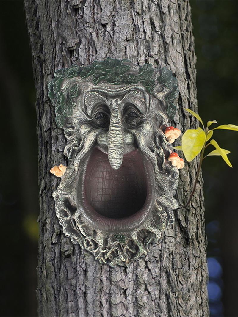 Resin tree garden outdoor garden hanging figurines tree outdoor face statue sculpture tree garden decoration ornaments